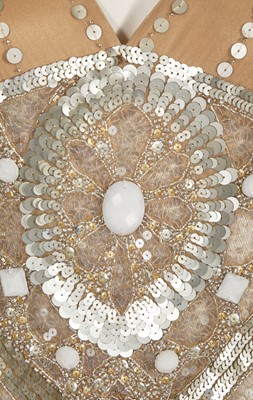 Lot 80 - A Jenny Packham embellished champagne silk evening gown, 2000s
