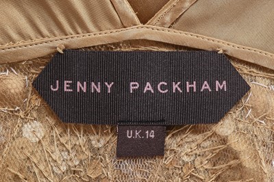 Lot 80 - A Jenny Packham embellished champagne silk evening gown, 2000s