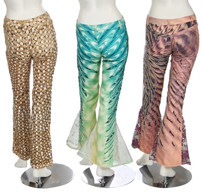 Lot 70 - Five pairs of embellished Roberto Cavalli jeans, 2000s