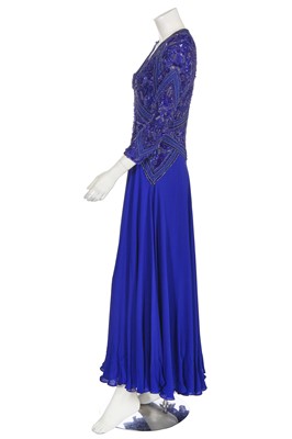 Lot 57 - An Elie Saab blue beaded silk chiffon evening gown, 2010s