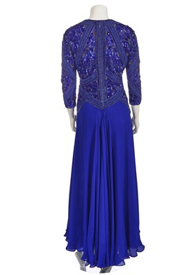 Lot 57 - An Elie Saab blue beaded silk chiffon evening gown, 2010s