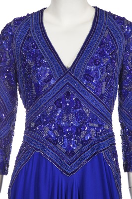 Lot 57 - An Elie Saab blue beaded silk chiffon evening gown, 2010s