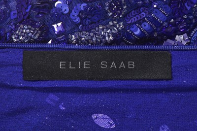 Lot 57 - An Elie Saab blue beaded silk chiffon evening gown, 2010s