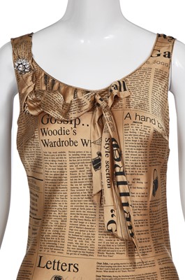 Lot 77 - A John Galliano 'Galliano Gazette' newspaper print dress, 'Too Rich to Walk' collection, Spring-Summer 2005