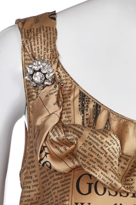 Lot 77 - A John Galliano 'Galliano Gazette' newspaper print dress, 'Too Rich to Walk' collection, Spring-Summer 2005