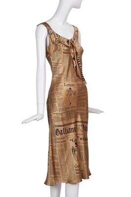 Lot 77 - A John Galliano 'Galliano Gazette' newspaper print dress, 'Too Rich to Walk' collection, Spring-Summer 2005