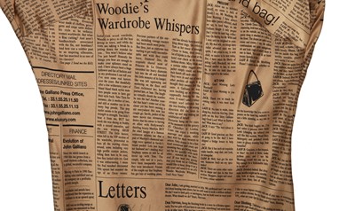 Lot 77 - A John Galliano 'Galliano Gazette' newspaper print dress, 'Too Rich to Walk' collection, Spring-Summer 2005