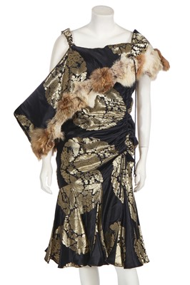 Lot 85 - A John Galliano black silk and fur dress, 'Esquimeau' collection, Autumn-Winter 2002-03