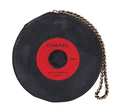 Lot 20 - A Chanel patent leather 'vinyl record' bag, Spring-Summer 2004