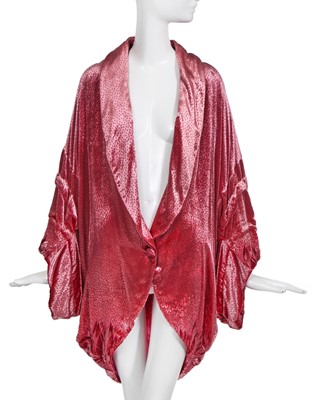 Lot 199 - A Christian Dior by John Galliano pink lurex-flecked velvet opera coat, late 1990s-2000s