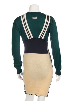 Lot 189 - A Jean Paul Gaultier ribbed cream cotton jersey pinafore skirt, 'Rap Prayers' collection, Spring-Summer 1990