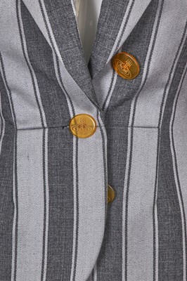 Lot 101 - A Vivienne Westwood striped grey wool suit, 'Storm in a Teacup' collection, Autumn-Winter 1996-97