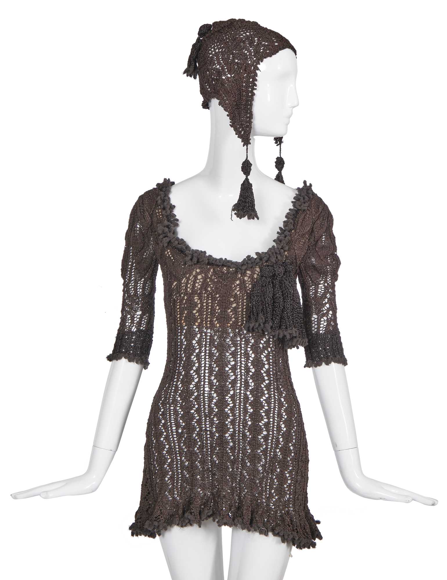 Lot 103 - A Vivienne Westwood brown knitted ensemble, 'Cafe Society' collection, Spring-Summer 1994