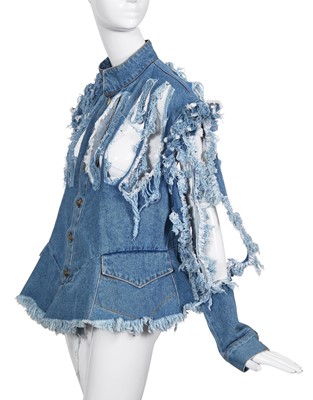 Lot 114 - A Vivienne Westwood slashed denim jacket, 'Cut, Slash & Pull' collection, Spring-Summer 1991