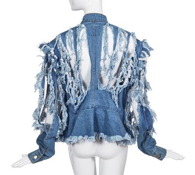Lot 114 - A Vivienne Westwood slashed denim jacket, 'Cut, Slash & Pull' collection, Spring-Summer 1991