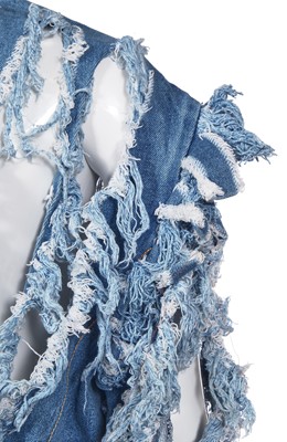 Lot 114 - A Vivienne Westwood slashed denim jacket, 'Cut, Slash & Pull' collection, Spring-Summer 1991