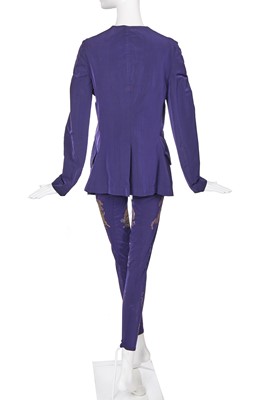Lot 118 - A Vivienne Westwood purple acrylic stencilled ensemble, 'Portrait' collection, Autumn-Winter 1990-91