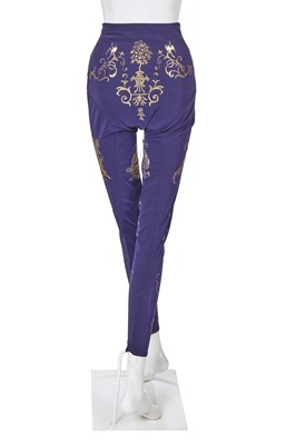 Lot 118 - A Vivienne Westwood purple acrylic stencilled ensemble, 'Portrait' collection, Autumn-Winter 1990-91