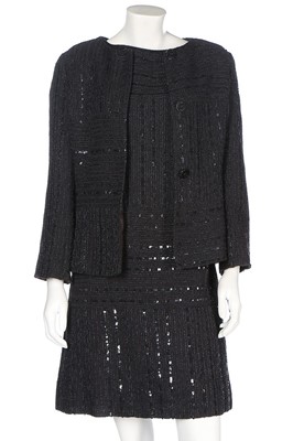 Lot 132 - A Chanel black sequinned cotton ensemble, 2000,...