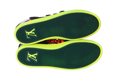 Lot 30 - A pair of Louis Vuitton x Stephen Sprouse men's neon graffiti monogram trainers, Spring-Summer 2001