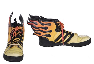 Lot 9 - A pair of Addidas by Jeremy Scott men's flame trainers, 2008