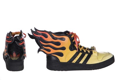 Lot 9 - A pair of Addidas by Jeremy Scott men's flame trainers, 2008
