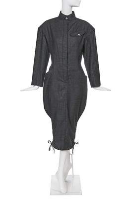 Lot 395 - A Jean Paul Gaultier charcoal grey wool dress, circa 1986