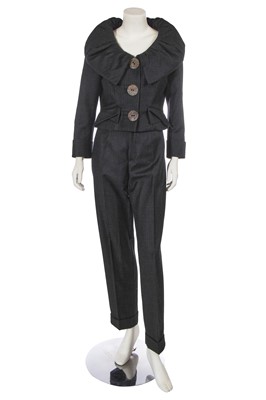 Lot 268 - A John Galliano pinstriped grey wool suit, probably 'Welcome to Our Playground' collection, Autumn-Winter 2000-01