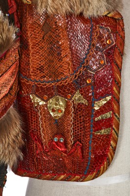 Lot 189 - David Allen of Carmen's custom-made patchwork snakeskin and fur jacket, 1973