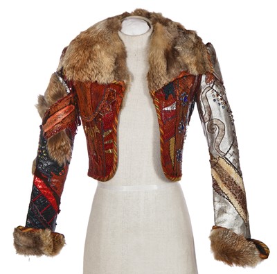 Lot 189 - David Allen of Carmen's custom-made patchwork snakeskin and fur jacket, 1973