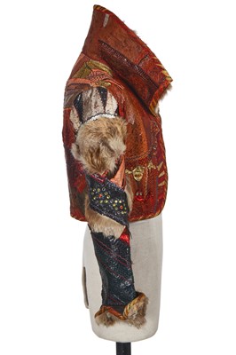 Lot 189 - David Allen of Carmen's custom-made patchwork snakeskin and fur jacket, 1973