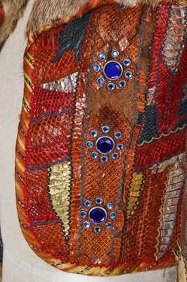 Lot 189 - David Allen of Carmen's custom-made patchwork snakeskin and fur jacket, 1973