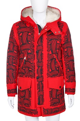Lot 5 - A Louis Vuitton by Kim Jones men's printed red parka, Autumn-Winter 2015-16
