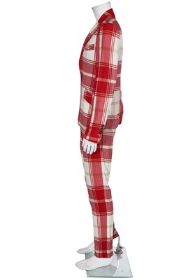 Lot 4 - A Vivienne Westwood men's red tartan viscose-blend suit, 2017
