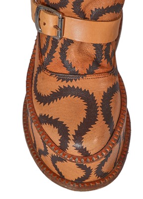 Lot 6 - A pair of Vivienne Westwood tan leather 'clomper' platform boots, circa 2013