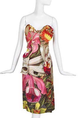 Lot 195 - A Vivienne Westwood floral printed silk corset dress, 2000s
