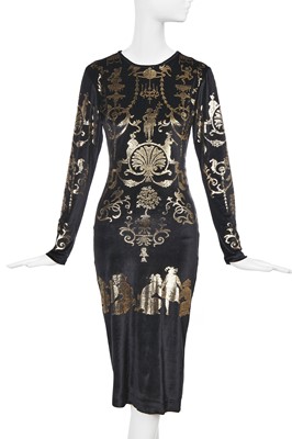 Lot 208 - A Vivienne Westwood boulle-stencilled black velvet dress, 'Portrait' collection, Autumn-Winter 1990-91