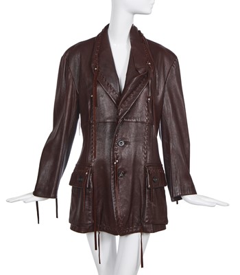 Lot 242 - An Issey Miyake brown deerskin leather jacket, Autumn-Winter 1993-94