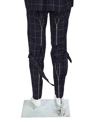Lot 27 - A Vivienne Westwood men's checked navy wool bondage suit, 2000s