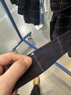 Lot 27 - A Vivienne Westwood men's checked navy wool bondage suit, 2000s