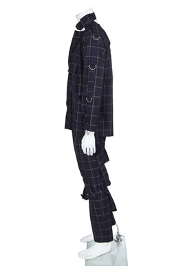 Lot 27 - A Vivienne Westwood men's checked navy wool bondage suit, 2000s