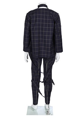 Lot 27 - A Vivienne Westwood men's checked navy wool bondage suit, 2000s