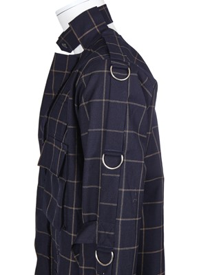 Lot 27 - A Vivienne Westwood men's checked navy wool bondage suit, 2000s
