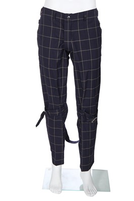 Lot 27 - A Vivienne Westwood men's checked navy wool bondage suit, 2000s
