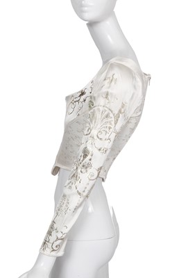 Lot 113 - A Vivienne Westwood white long-sleeved boulle-print corset, 'Dressing Up' collection, Autumn-Winter 1991-92