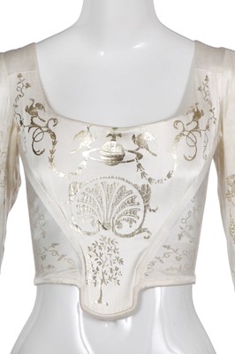 Lot 113 - A Vivienne Westwood white long-sleeved boulle-print corset, 'Dressing Up' collection, Autumn-Winter 1991-92