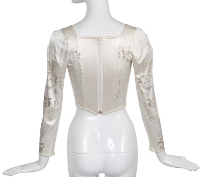 Lot 113 - A Vivienne Westwood white long-sleeved boulle-print corset, 'Dressing Up' collection, Autumn-Winter 1991-92