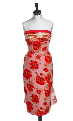 Lot 225 - A Jean Dessès haute couture printed silk cocktail dress, late 1950s
