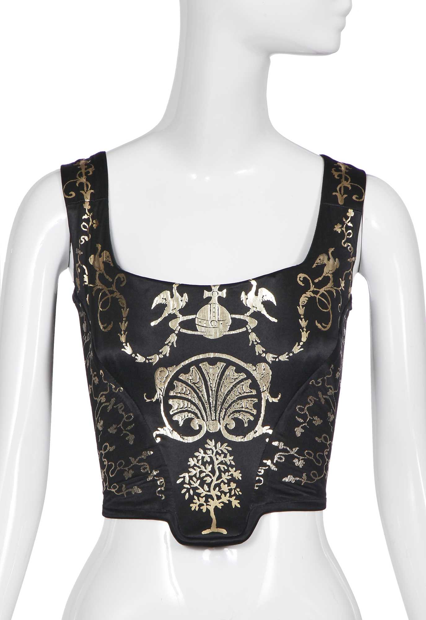Lot 117 - A Vivienne Westwood black satin 'boulle' print corset, 'Portrait' collection
