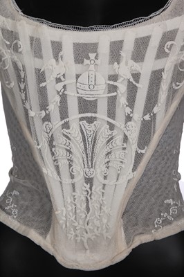 Lot 110 - A Vivienne Westwood flocked tulle 'Boulle' corset, probably 'Salon' collection, Spring-Summer 1992